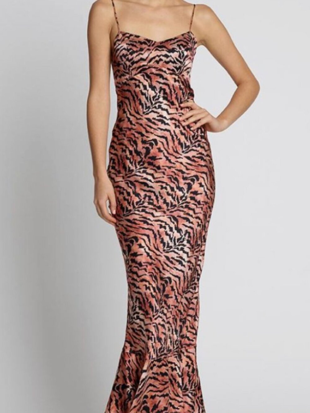 NWT Saloni London midi Mimi B Dress Tiger Silk Womens cocktail size 4 or S